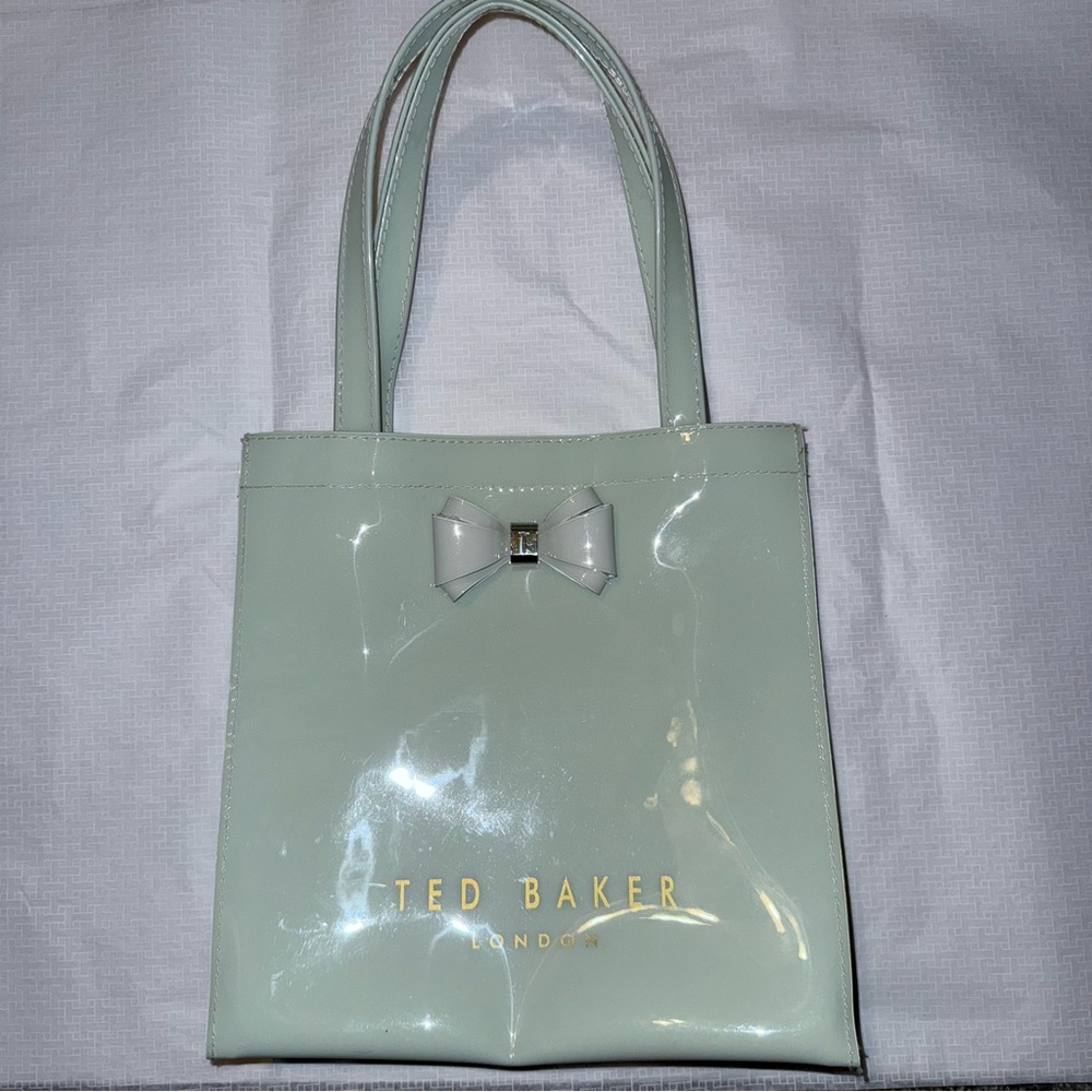Ted Baker mint green small plastic tote with bow